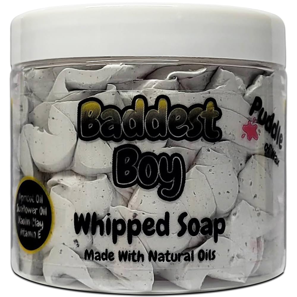 Baddest Boy Whipped Soap Body Wash - 150g - Natural Oils & Kaolin Clay - Aftershave Scent - Vegan Friendly - Puddle of Wax - Made in the UK