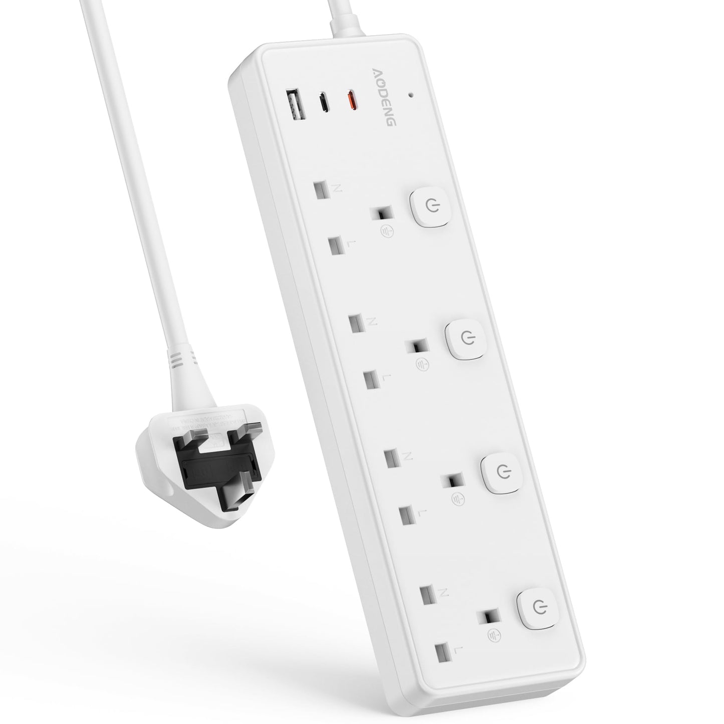 Extension Lead with 3 USB Slots(30W),4 Way Sockets Outlets Ports Extension Cable with 4 Individual Switches Surge Protected?Wall Mountable Extension