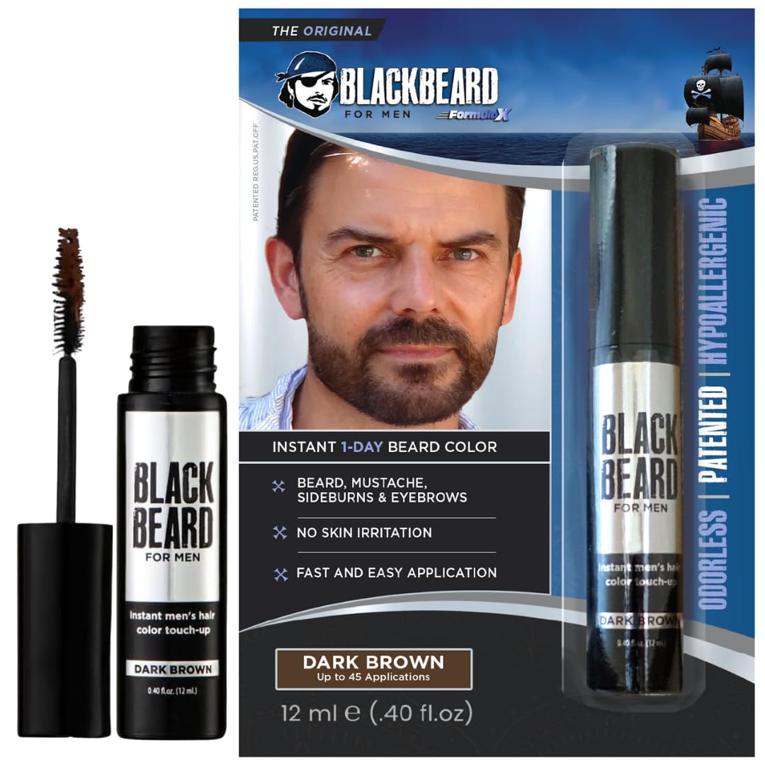 Blackbeard for Men - temporary brush on colour 12ml 0.40oz (Dark Brown, 1 Pack)