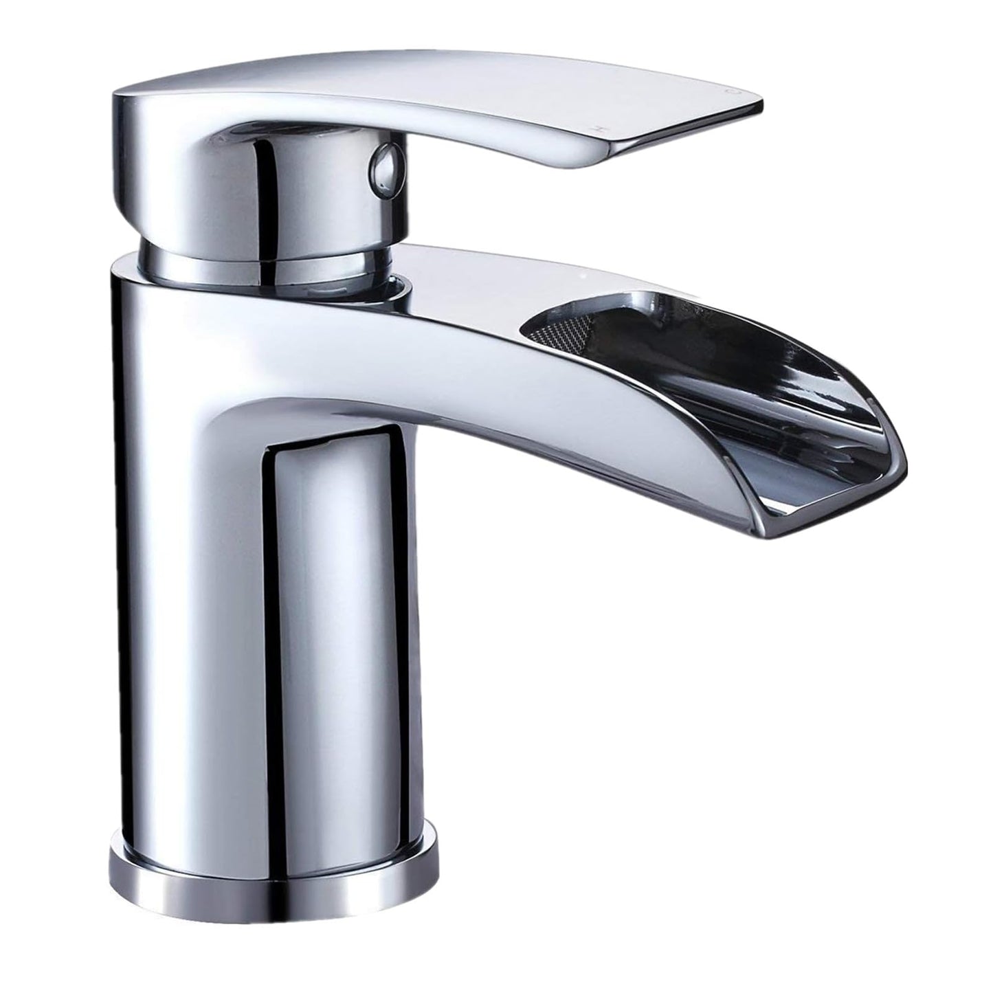 Hapilife Basin Taps Waterfall Mixers Bathroom Sink Mixer Tap with Semi-Open Spout, Single Lever Mono Basin Mixer Tap for Bathroom, Cloakroom, Brass