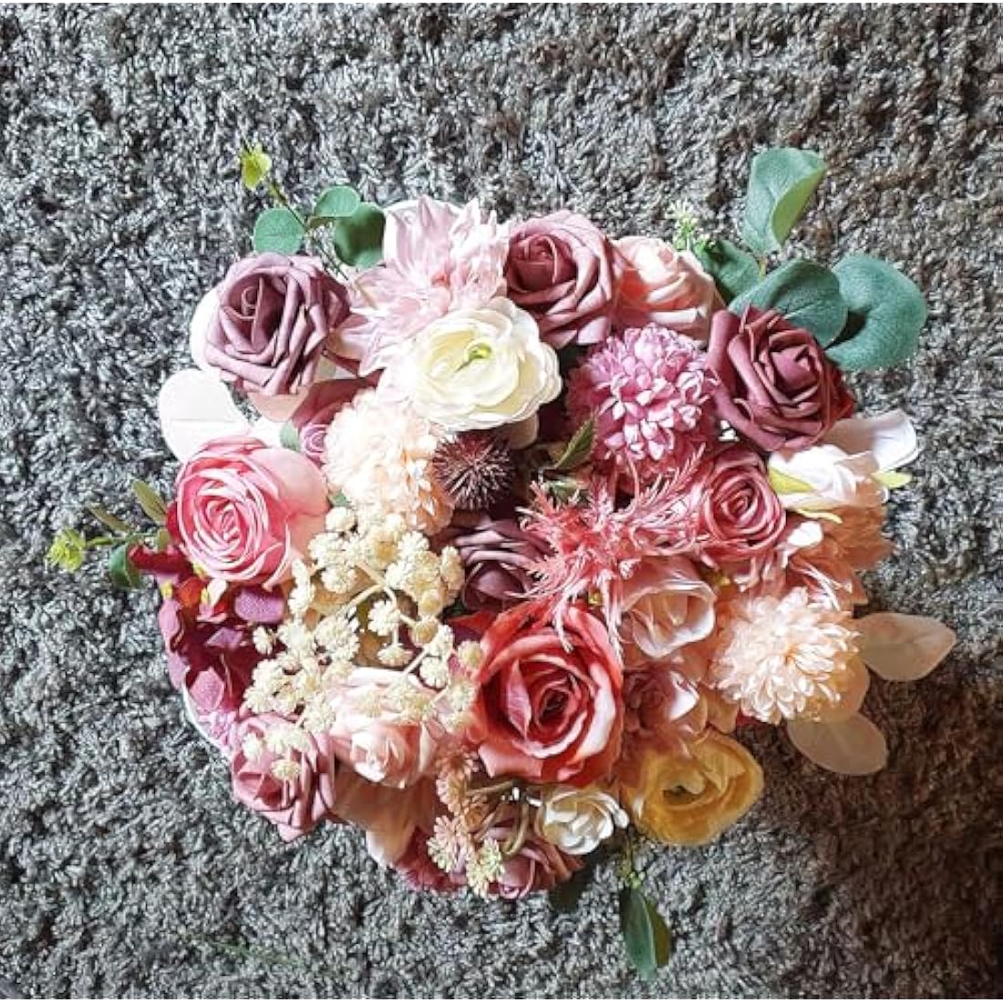 Artificial Flowers, Foam Fake Combo Box Set, Flowers with Stems, for DIY Floral Arrangements Bouquets Wedding Party Home Baby Shower Decor (Champagne Dusty Pink)