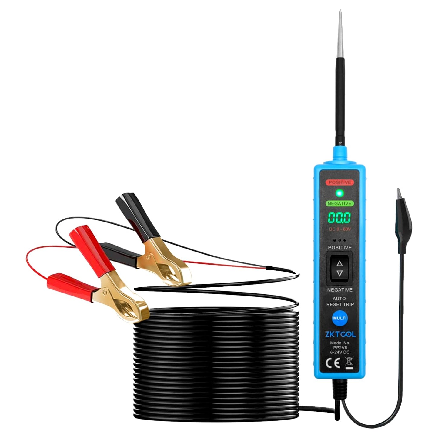 ZKTOOL LED Power Circuit Probe, Automotive Electrical System Tester DC 6-24V, Car Circuit Tester, Short Circuit Tester, Voltage Tester, Polarity