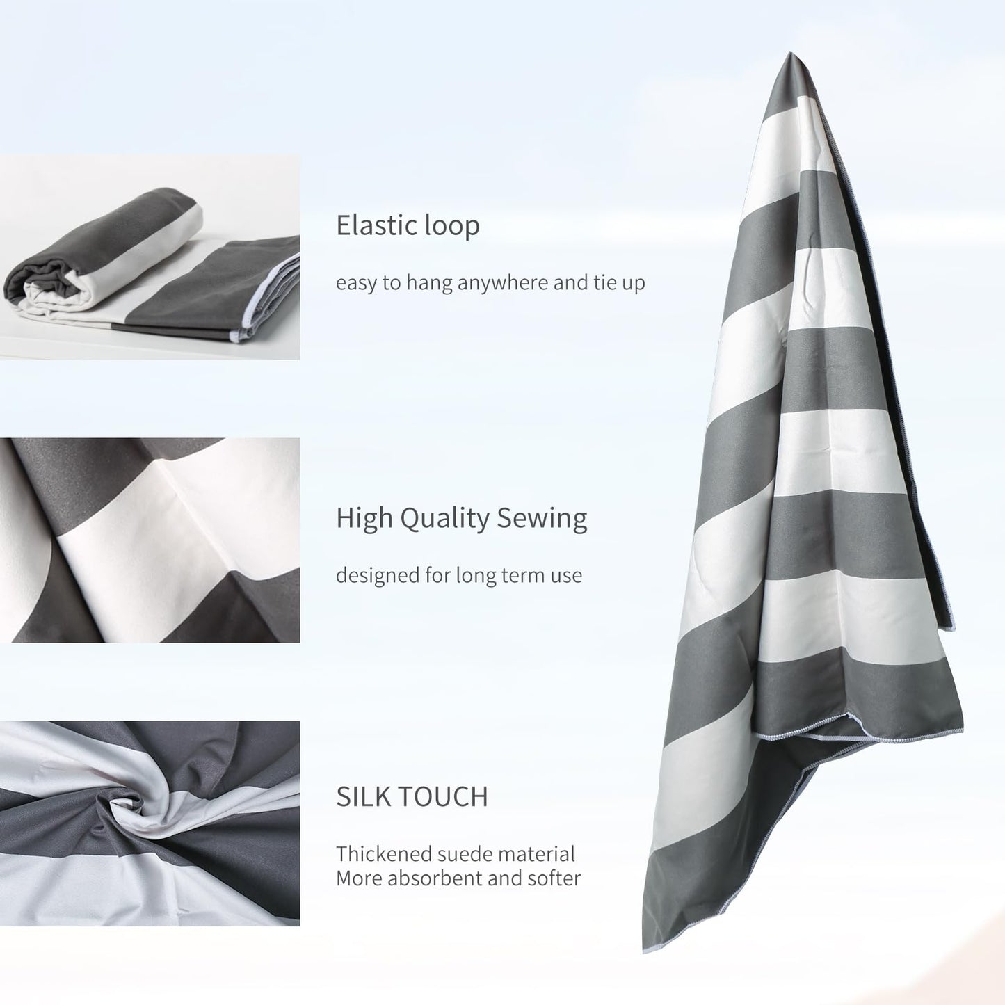 TMEOG Microfibre Beach Towels 180x80cm Extra Large Sand Free Beach Towel for Adults Compact Thin Travel Towel Women Men Lightweight Swim Pool Yoga