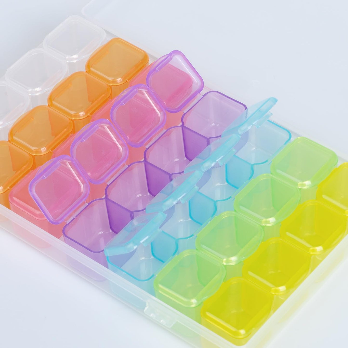 SUSNUAN 2 Pack Bead Storage Box, Diamond Painting Container, 28 Grids Colorful Plastic Box Removable