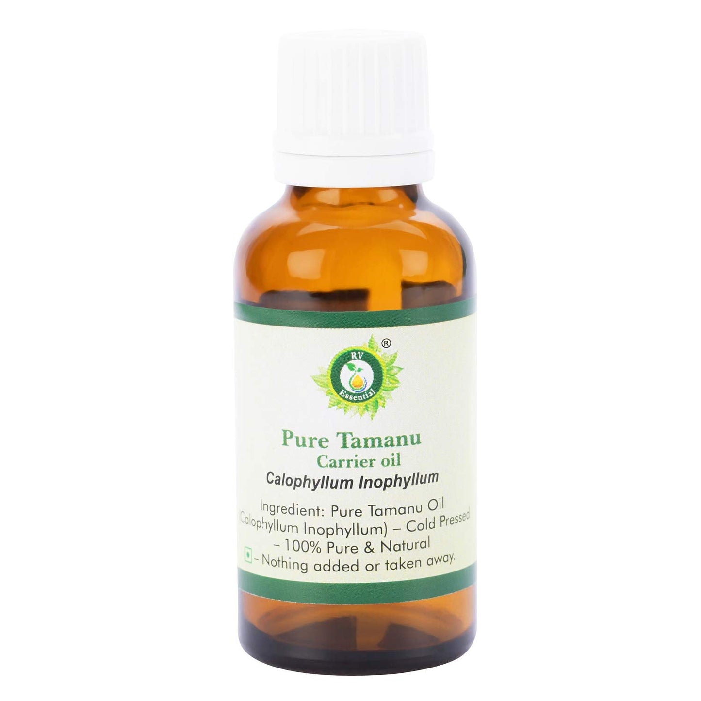 R V Essential Pure Tamanu Carrier Oil 10ml (0.338oz)- Calophyllum Inophyllum (100% Pure and Natural Cold Pressed)