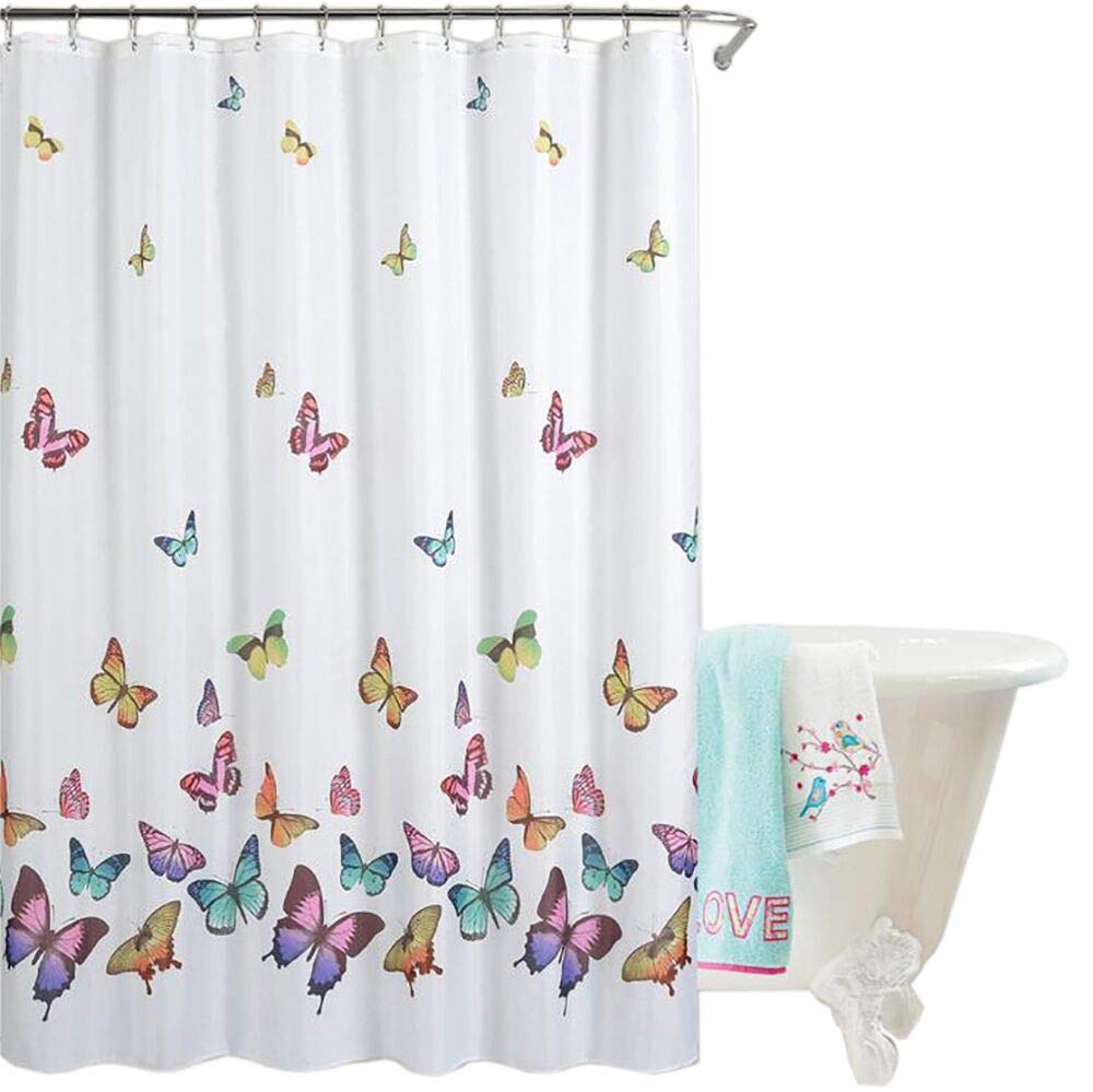 Fabric Shower Curtain Striped Bathroom Polyester Curtains Durable Waterproof Mildew Bath Sets Home Accessories Set, Water-Repellent 70.86 x 70.86