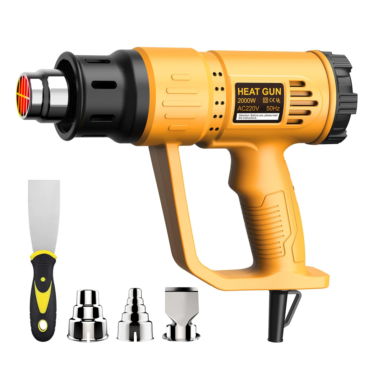Heat Gun, TAKGIKO 2000W Heavy Duty Hot Air Gun Kit 400? & 600? Dual Temperature Settings with 4 Attachments Overload Protection for Crafts, Shrink