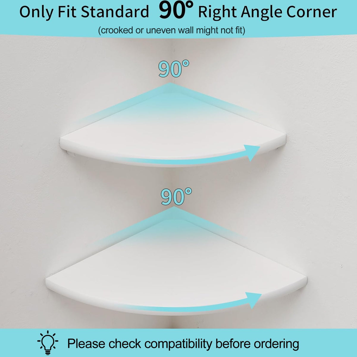 Gieanoo White Corner Shelves Wall Mount, Set of 3 White Oak Wood Floating Corner Wall Shelves Small Corner Plant Stand for Bedroom,Kitchen
