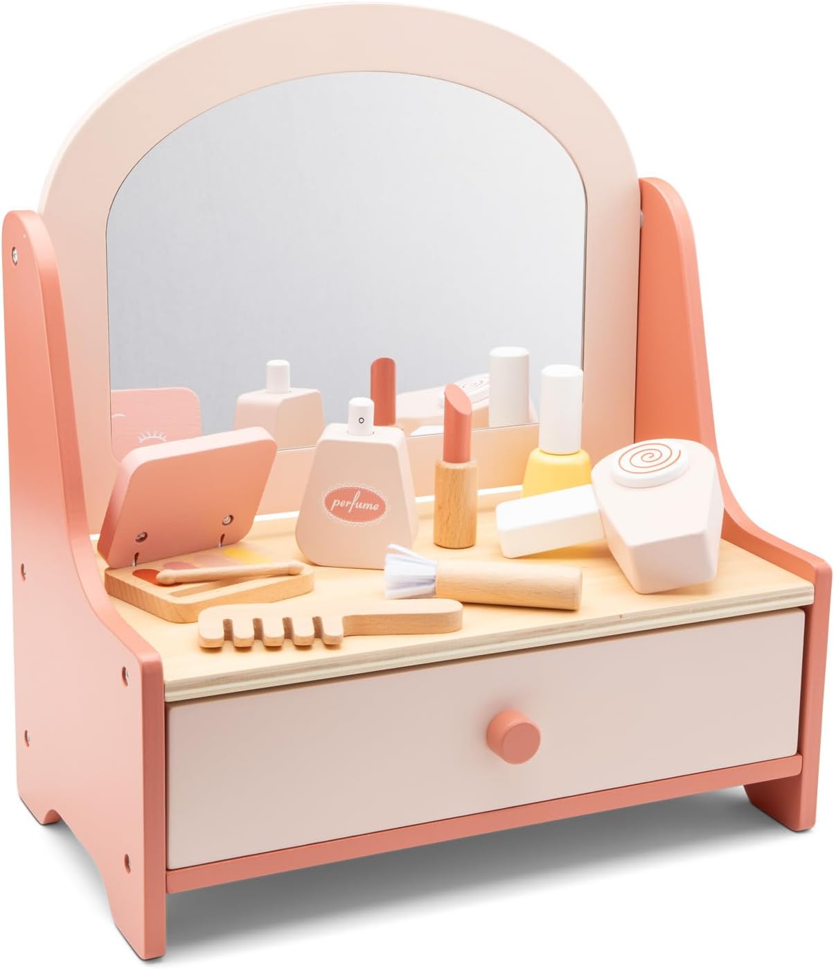 Woet Wooden Vanity Table New, but open scruffy box. Missing accessories.