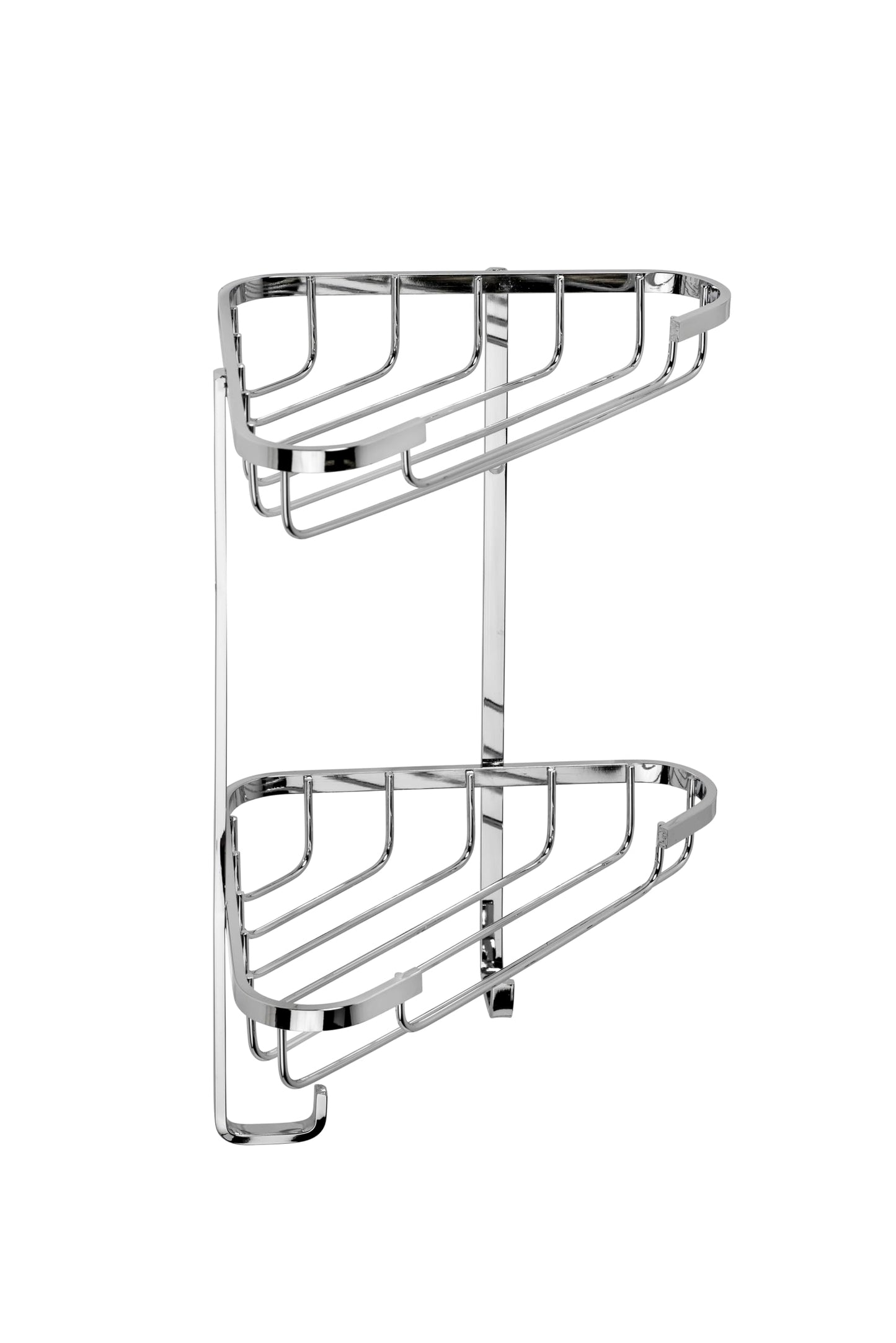 Croydex Stainless Steel Small Corner Shower Caddy - Durable Steel Bathroom Shelves with Chrome Finish for Modern Bathrooms, 2-Tier Shower Corner