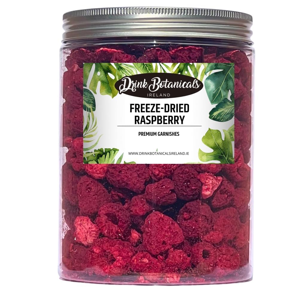 Drink Botanicals Ireland Natural Freeze Dried Whole Raspberries. 100 + Servings. (90g) - for Garnishing Cocktails, Baking, Cakes, Yogurts, Granola &