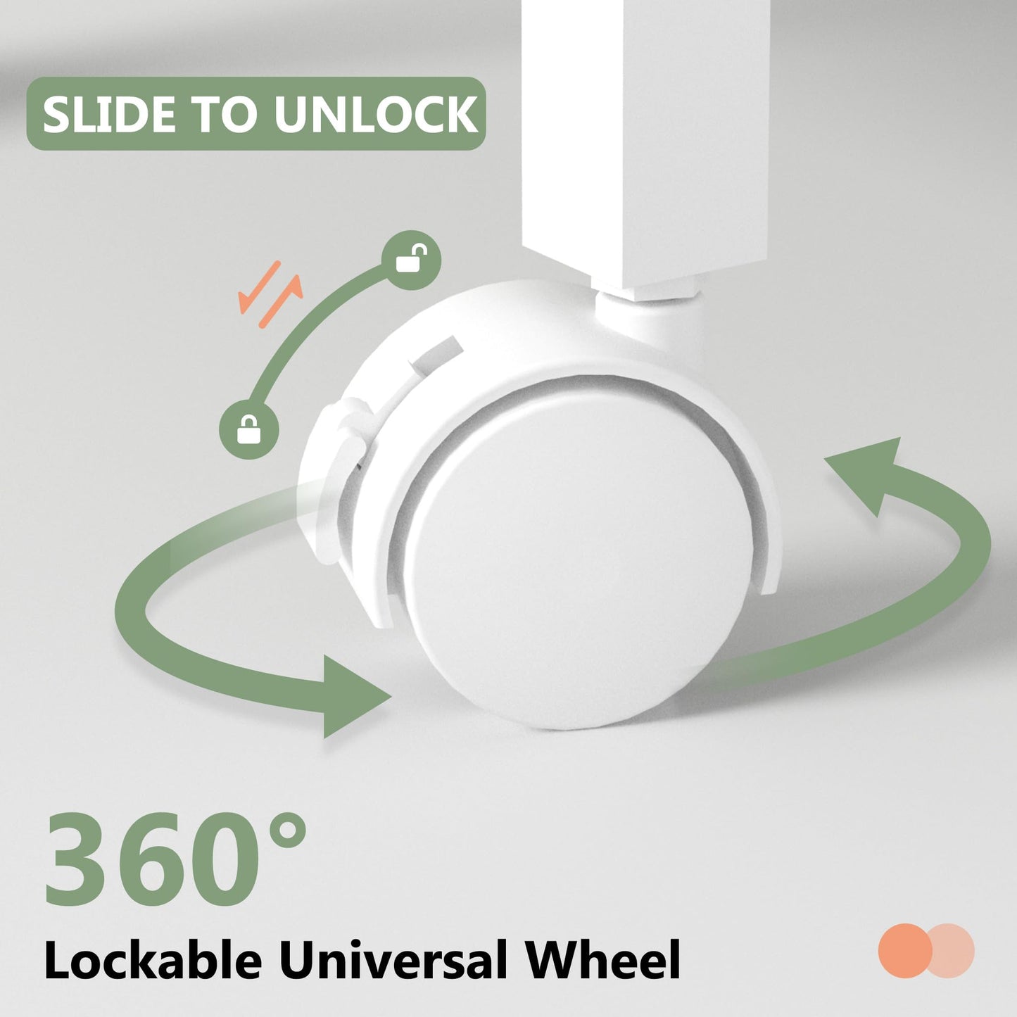 Lutown-Teen White Bedside Table with Charging Station & 4 Castor Wheels