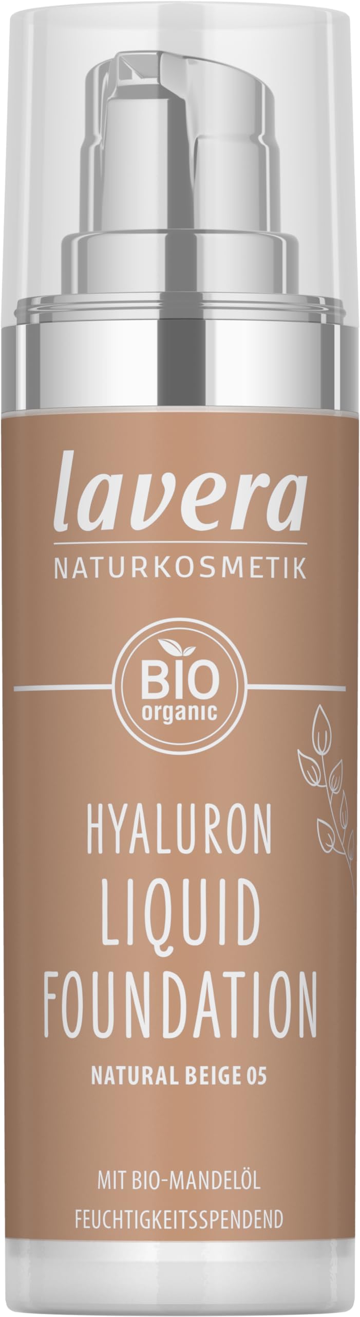 lavera Hyaluron Liquid Foundation - Natural Beige 05 - natural cosmetics - Vegan - Silky, lightweight texture - free from mineraloil - Natural