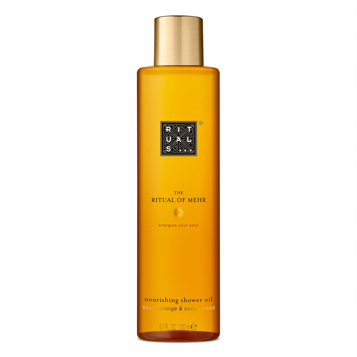 RITUALS Shower Oil from The Ritual of Mehr, 200 ml - With Sweet Orange & Cedar Wood - Energising & Stimulating Properties with Vitamin C