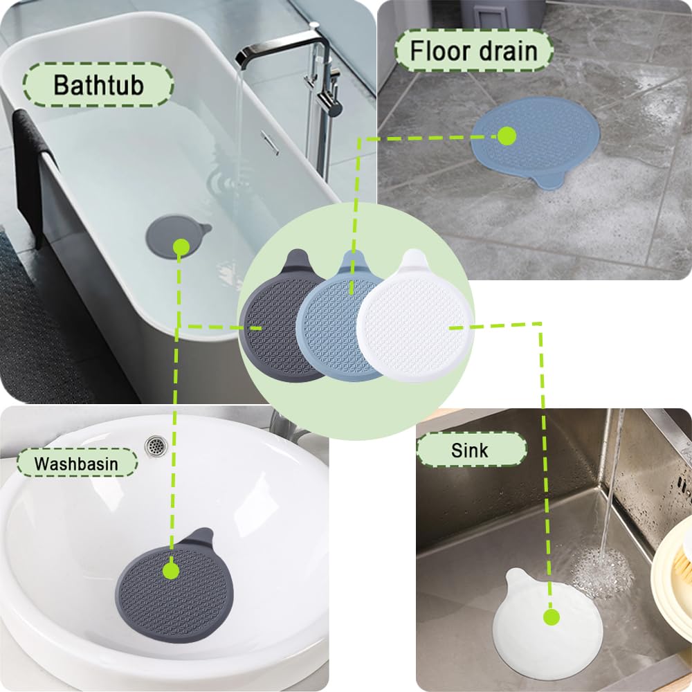 YFTRFR 3 Pcs Silicone Bathtub Stopper Large Sink Plug Drain Stopper Bathtub Drain Cover Suitable for Bathroom Washbasins and Kitchen Sinks Recyclable