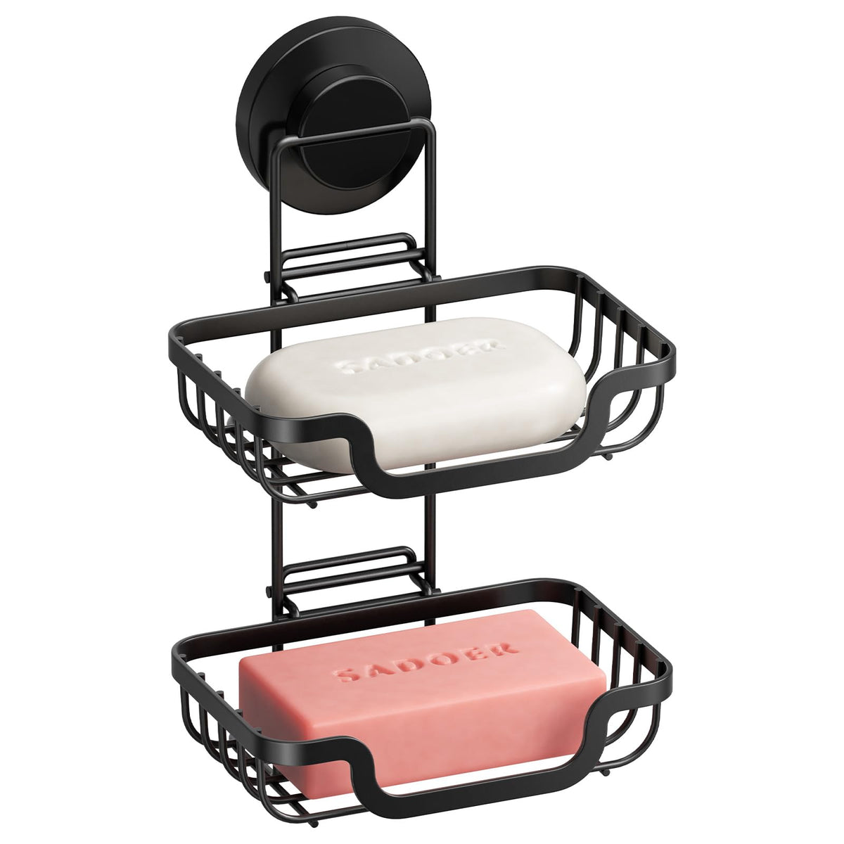 TAILI Suction Soap Dish for Shower Double Layer, Max Hold 5 KG Soap Holder Shower for Bathroom, Wall Mounted Sponge Tray, Metal Bathtub Organizer,
