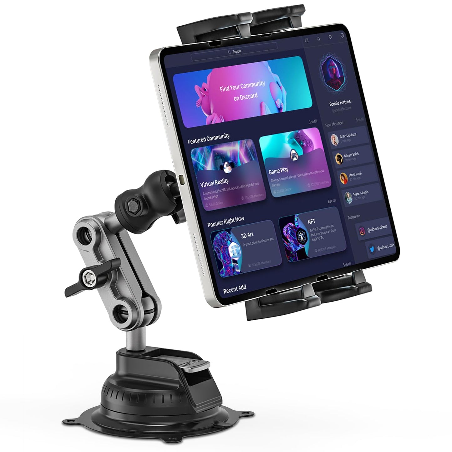 Jubor Tablet Car Stand with Suction Cup, 360? Rotate Adjustable iPad Car Mount, Dashboard Windscreen Tablet Holder for iPad Air Mini, iPhone, Galaxy,