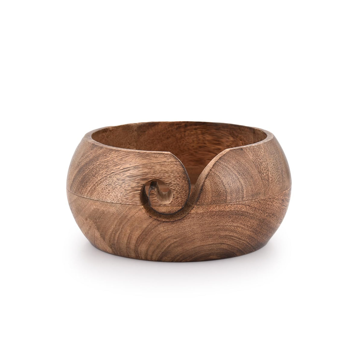 Indus Lifespace Wooden Yarn Bowl Hand Made by Indian Artisans with Premium Mango Wood for Knitting and Crochet (15.24cm x 15.24cm x 7.62cm)