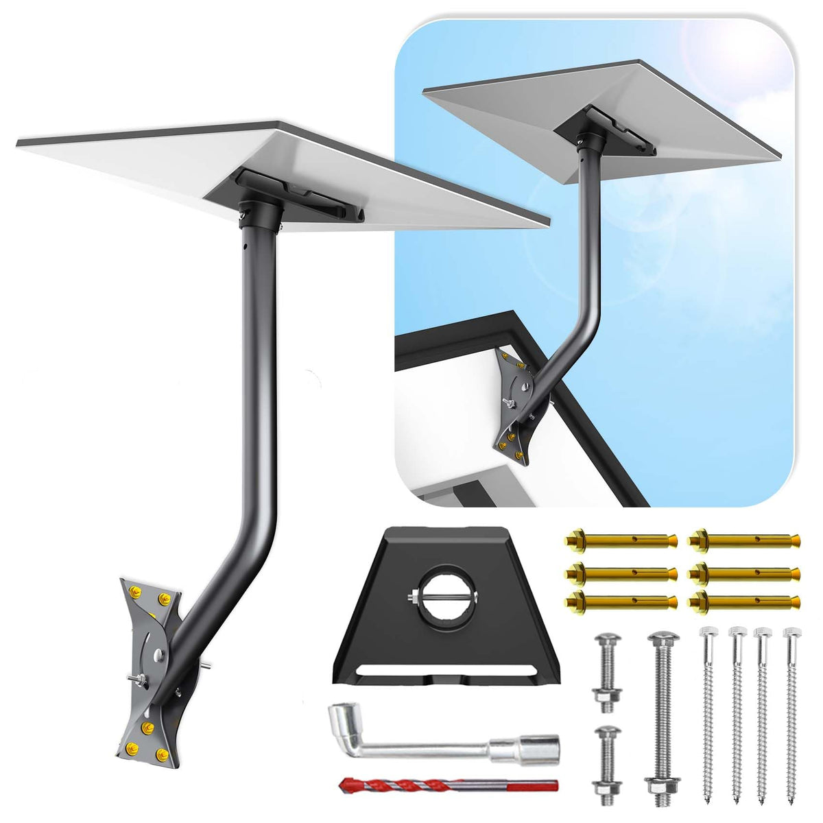Gen 3 Mount for Starlink, Adjustable Wall /Roof Mounting Kit Compatible with V3 Starlink Standard Dish?Include Aluminum Gen 3 Pipe Adapter?