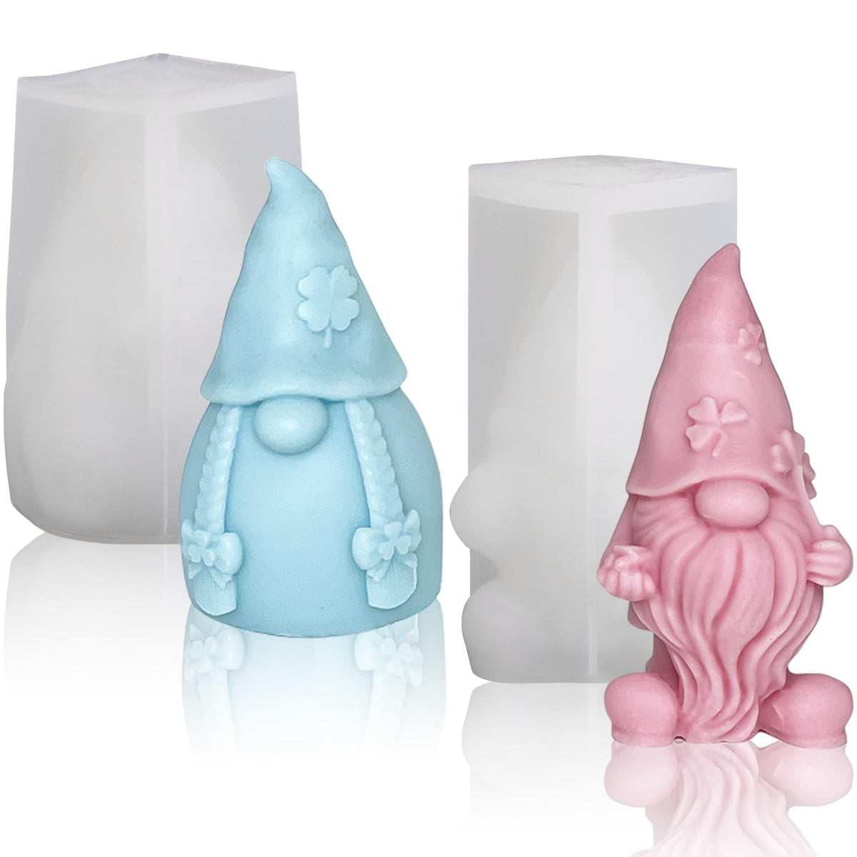 Dncvb 2 Pcs Christmas Moulds Silicone, Christmas Gnome & Candle Molds, Easy Demoulding, Resin Moulds DIY Craft Resin Casting Molds for Making 3D