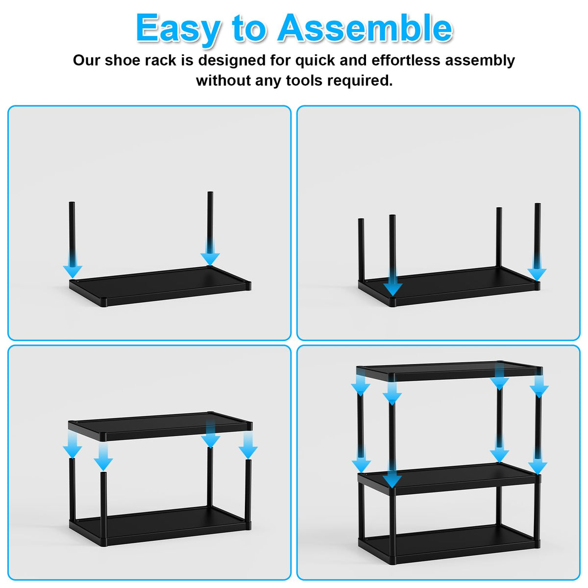 SZSHYNJ 8 Tier Double Row Tall Shoe Rack, Vertical Plastic Shoes Stand