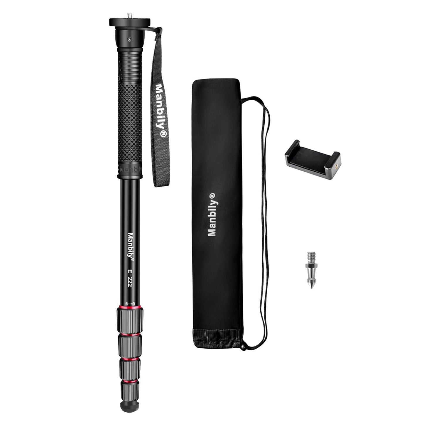 Manbily 65-Inch Camera Monopod, 5 Sections Aluminum Travel Monopods for Cameras Canon Nikon Sony DSLR Video Camcorder, Compact Portable Lightweight