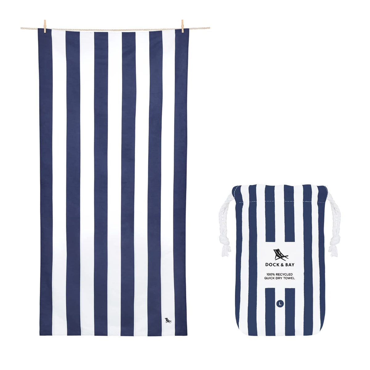 Dock & Bay Kid's Towel - For Beach Use - Quick Dry, Sand Free - Compact, Lightweight - 100% Recycled - Includes Bag - Cabana - Whitsunday Blue, Medium