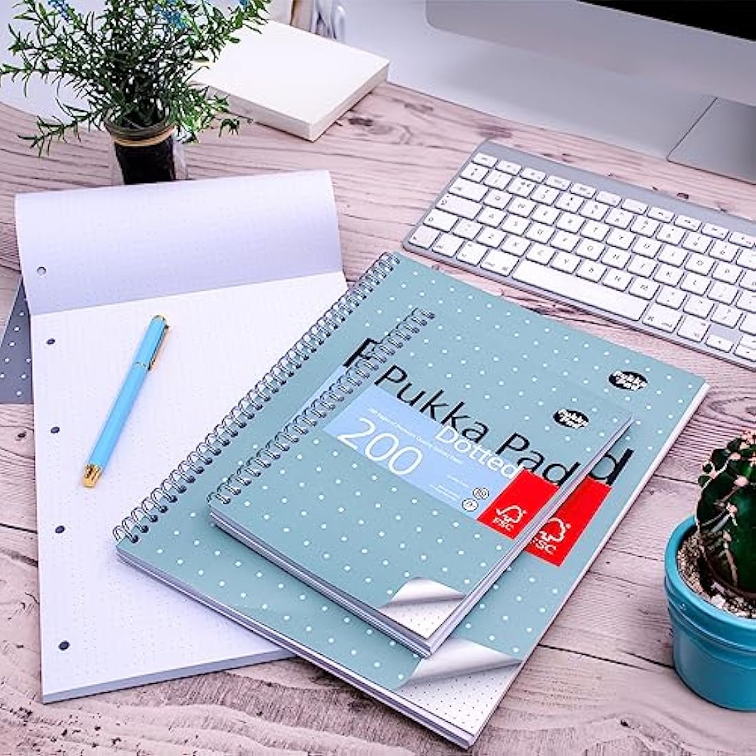 Pukka Pad, A5 Dotted Metallic Jotta Book for Graphing, Art, Bullet Journaling – 3 Pack – 21 x 14.8cm – Wirebound Notebook with 80GSM Paper – 4-Hole Margins and Perforation - 200 Pages, Grey