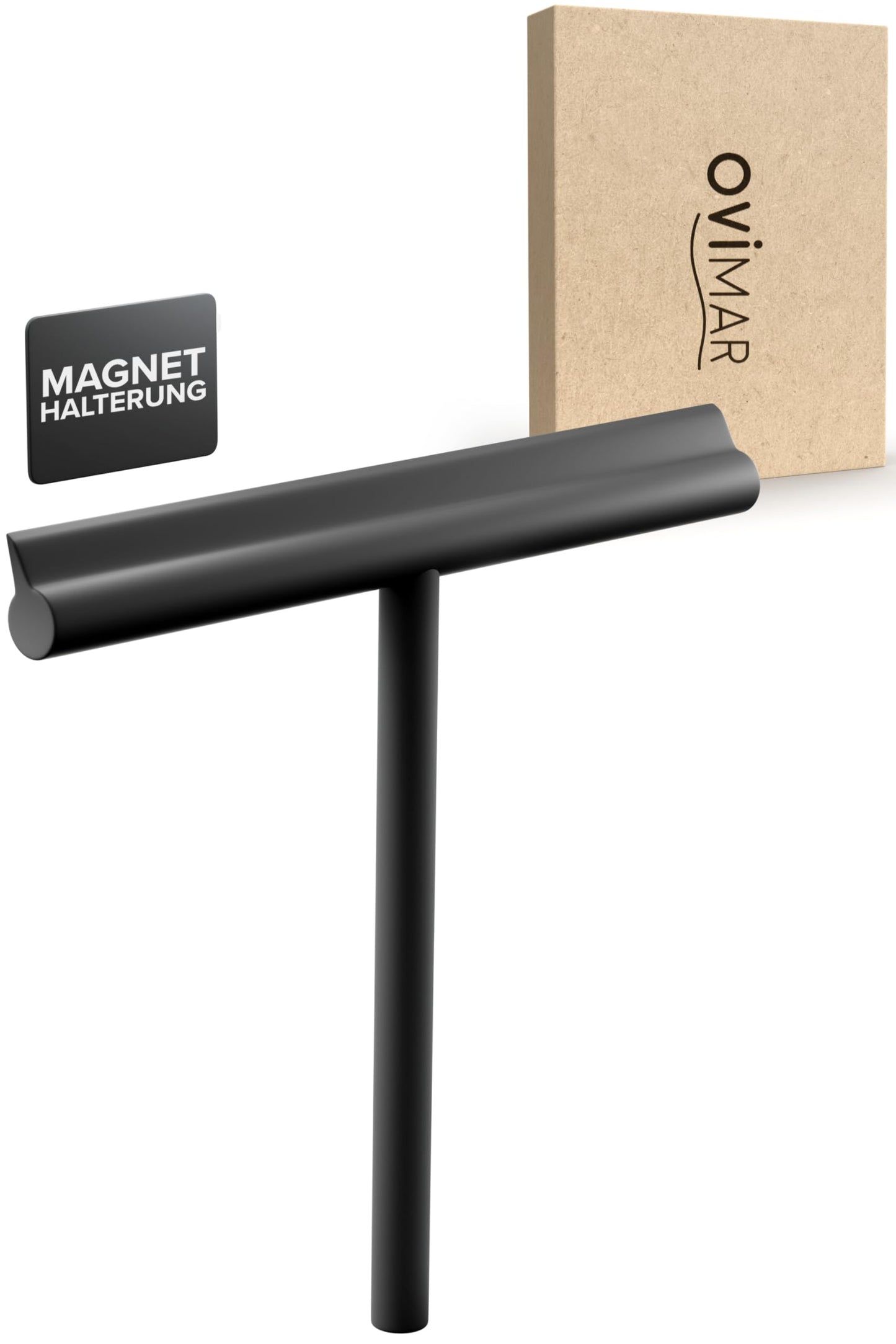 ovimar squeegee shower cleaner Tomma | in Black | magnetic | for gluing | no drilling required | bathroom accessory | shower squeegee | glass cleaning