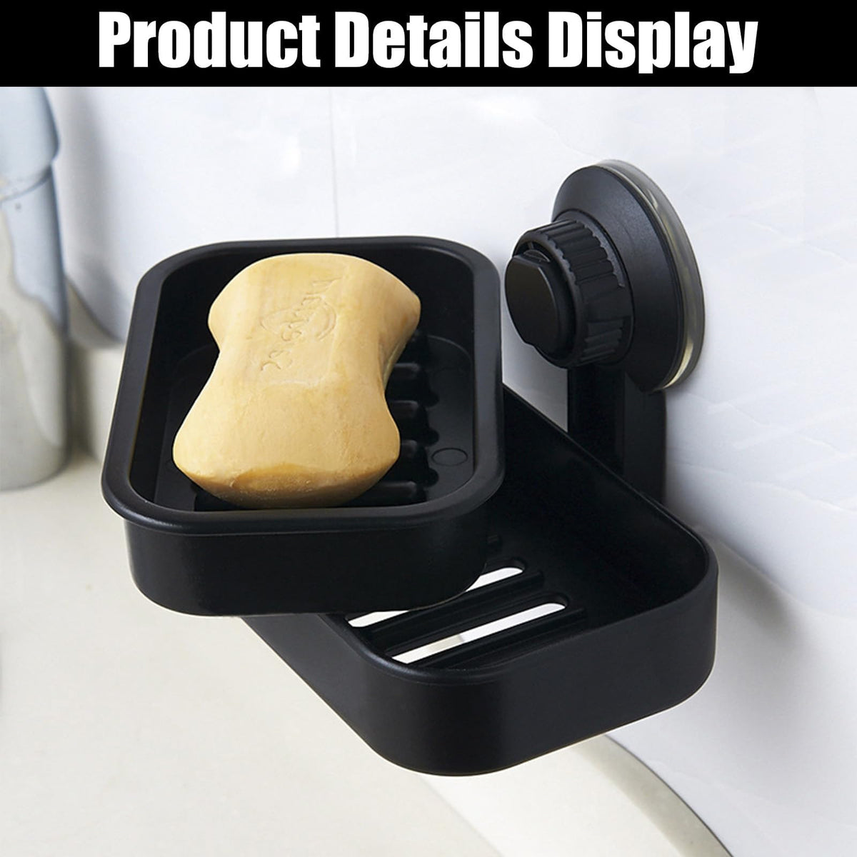 Suction Soap Dish for Bathroom, Shower Soap Bar Holder Tray with Drainage