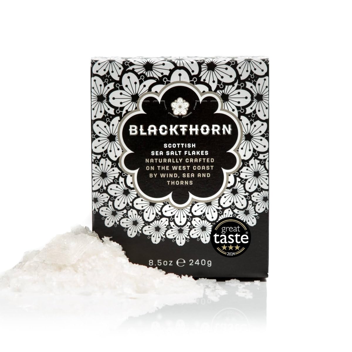 Blackthorn Scottish Gourmet Sea Salt Flakes - Natural and Unrefined - Sustainable Production - Mineral Rich Vegan - 240g