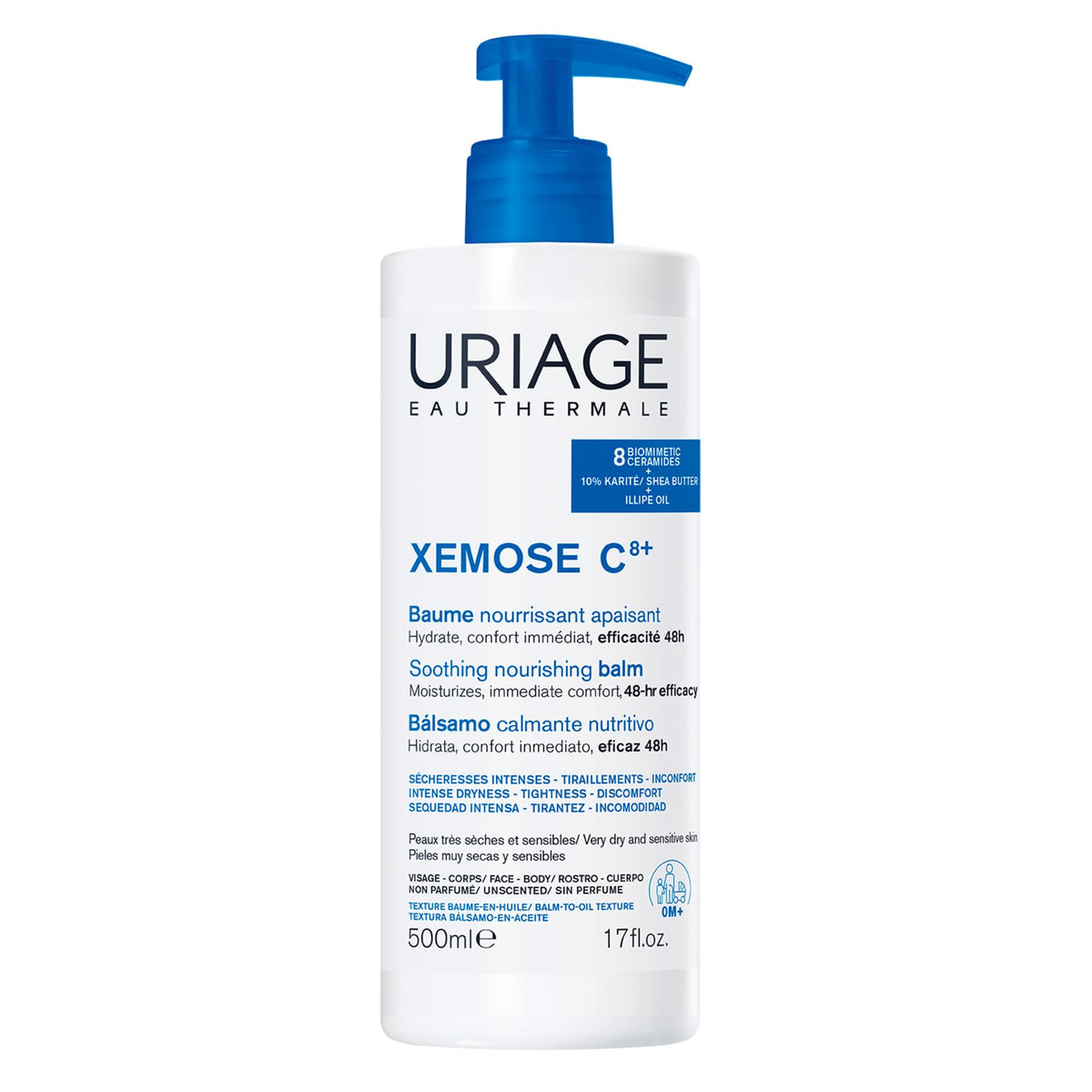 Uriage Xemose C8+ Lipid-replenishing Anti-itch Balm 500ml - Nourishes, Repairs, Soothes - Very Dry Skin Prone to Atopic Eczema - 8 Biomimetic