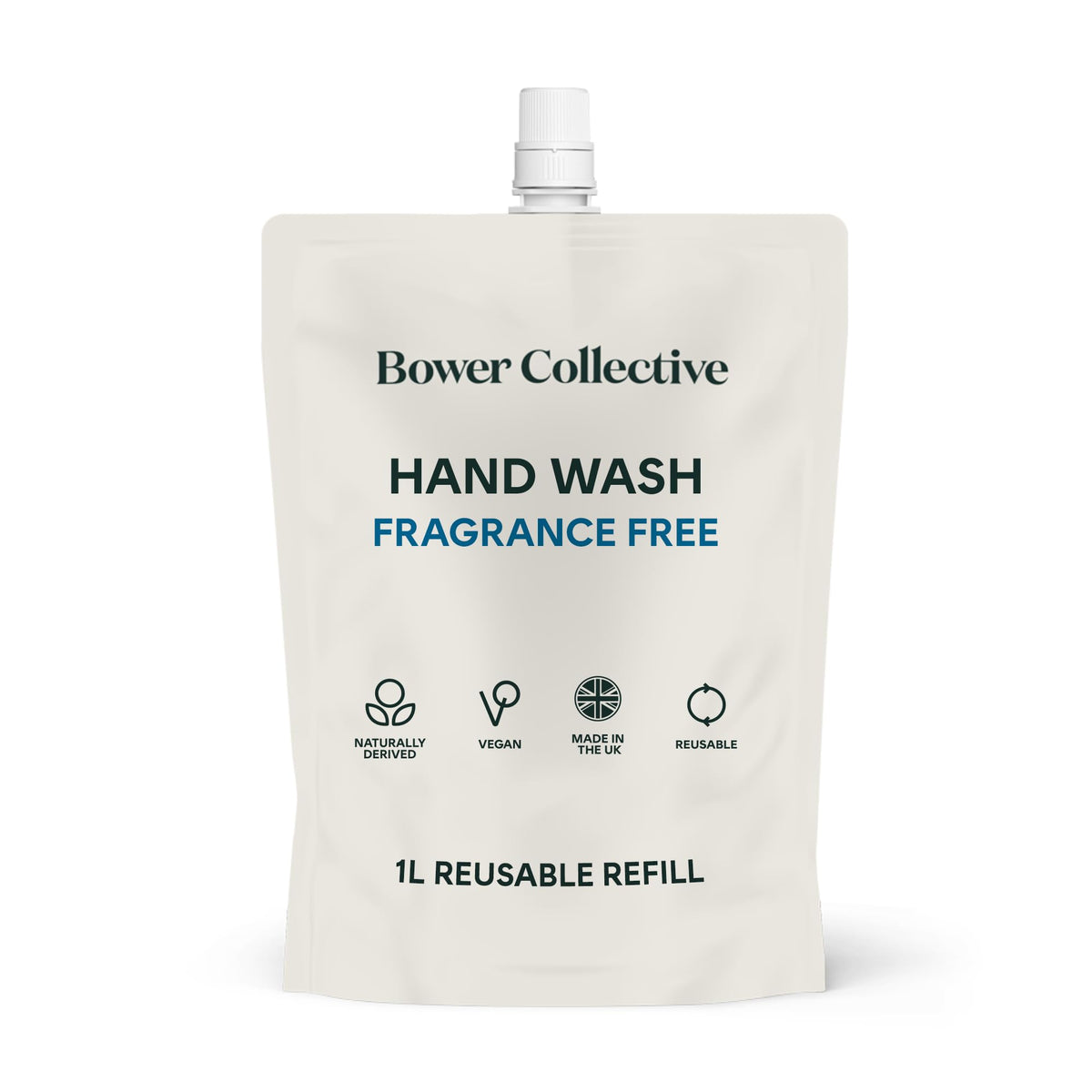 Bower Collective Natural Antibacterial Liquid Hand Soap Refill, Fragrance Free Handwash for Sensitive Skin, Hypoallergenic Soap, 1 Litre, 300+ Washes