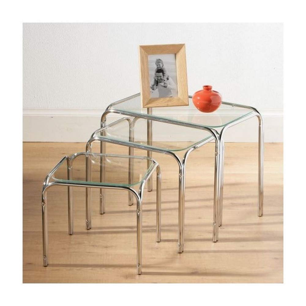 ASPECT Lisbon SETOF 3 Nesting Side END Tables, Chrome, L 46x30x39, M 36.5x30x34, S 31.5x30x29(H) cm, B012HJM8NI
