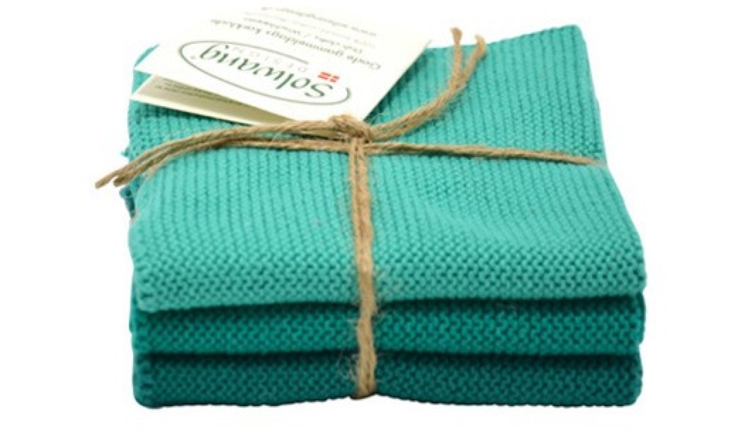 Solwang Cleaning Cloths Turquoise Green Combi Knitted Wipes Cotton Wipes Stainless Steel