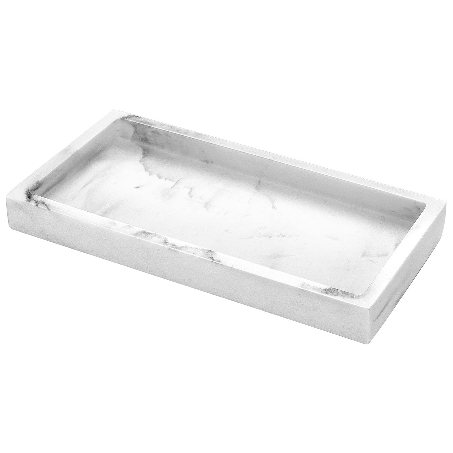 Luxspire Bathroom Vanity Tray, Resin Dresser Jewelry Ring Dish Tank Storage Kitchen Countertop Organiser Plate Holder for Perfume Candles Soap Towel