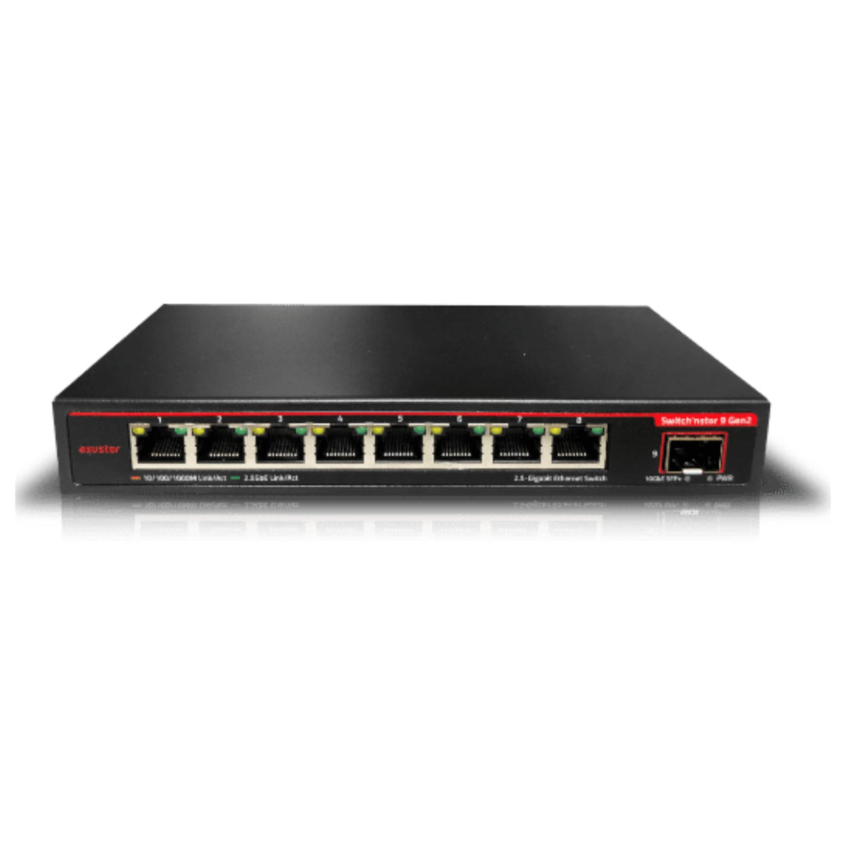 Asustor Switch'nstor 9 Gen 2 ASW209X, 9 Port Unmanaged Ethernet Switch, 1 x 10GbE, 8 x 2.5GbE Multigig Switch, Plug & Play, Desktop/Wall Mount
