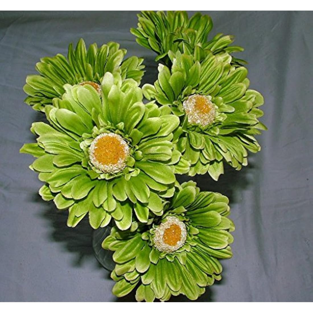 Artificial Single Stem Gerbera with Big Bloom - very dramatic - home garden (12 Pack, Lime Green)
