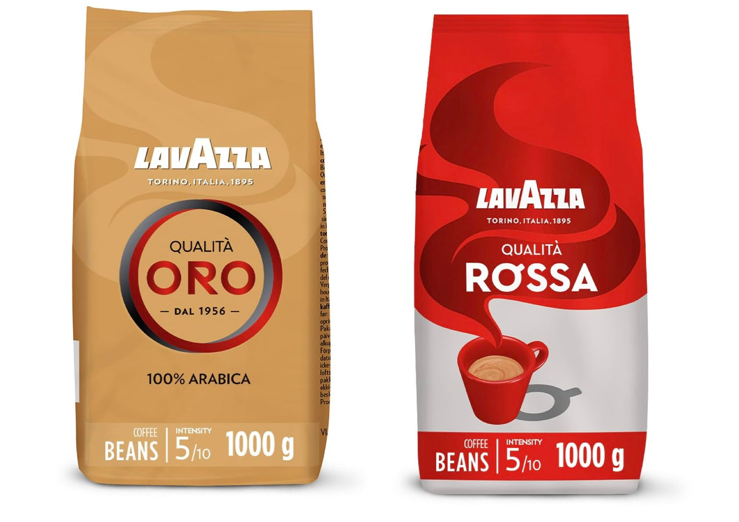 Lavazza, Qualit? Rossa & Qualit? Oro, Coffee Beans, Intensity 5/10, Medium Roast, 1kg x2