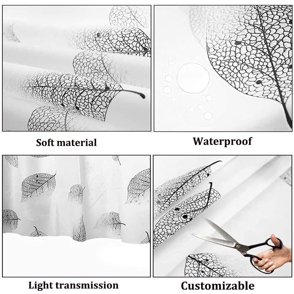 Shower Curtain for Bathroom, 100% PEVA Waterproof Anti-Mould Proof Resistant | Quick-Drying | Washable Bathroom Curtain