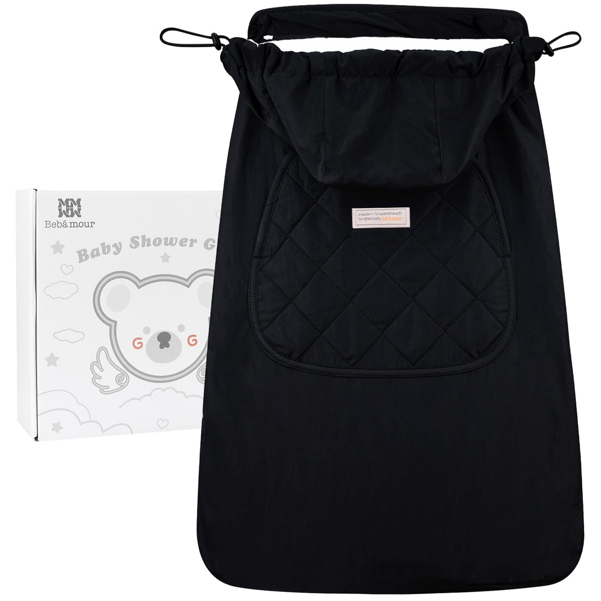 Bebear Winter Cover for Baby Carrier Warm Universal Hoodie Baby Carrier Cover for All Seasons (Black)