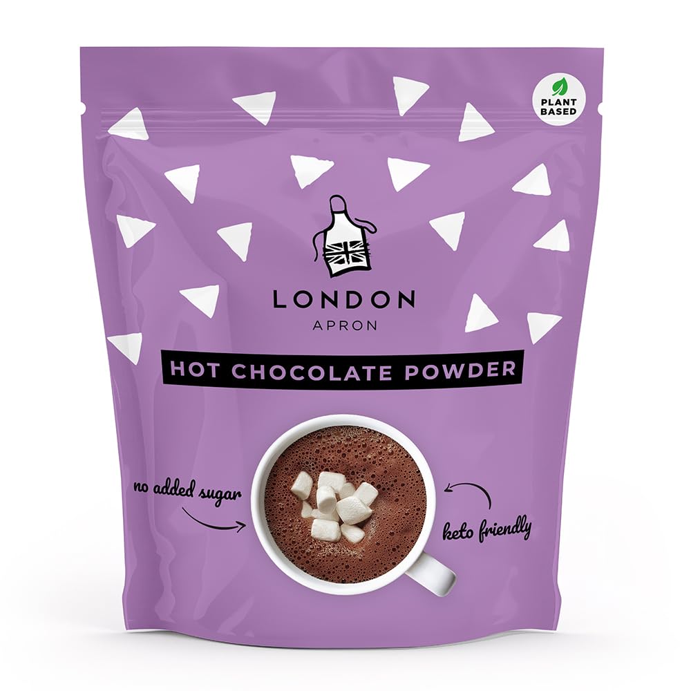 London Apron Keto Hot Chocolate Powder ? Sugar Free, Low Carb & High Fibre ? No Added Sugar Cacao Cocoa Drink ? Vegan, Dairy Free & Low Calorie ? 215