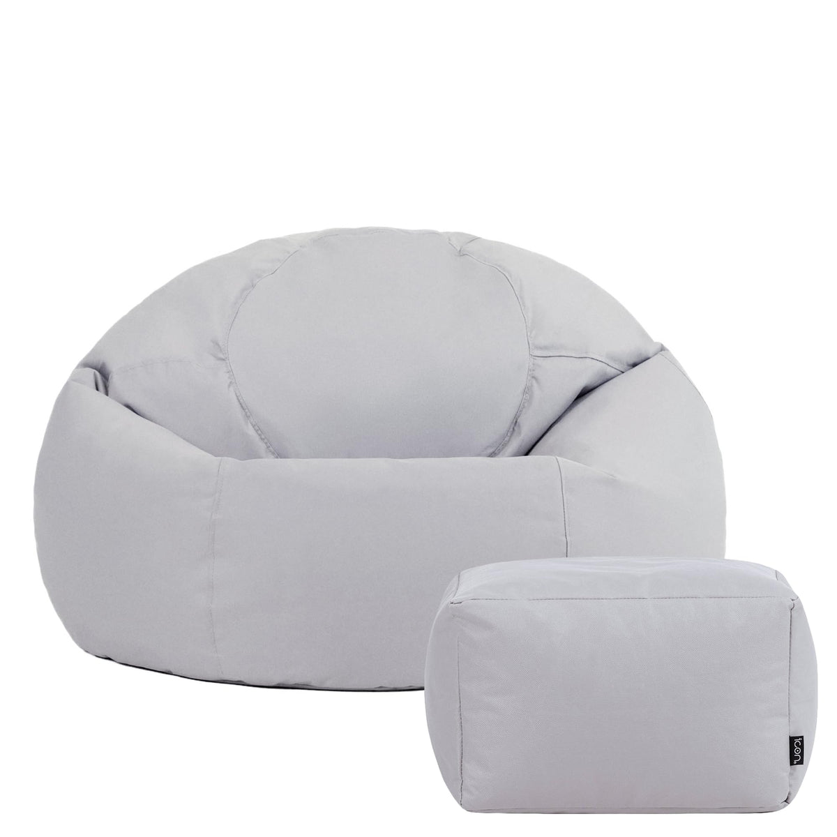 Bean Bag Bazaar Kingston Outdoor Bean Bag & Footstool with Filling, Grey