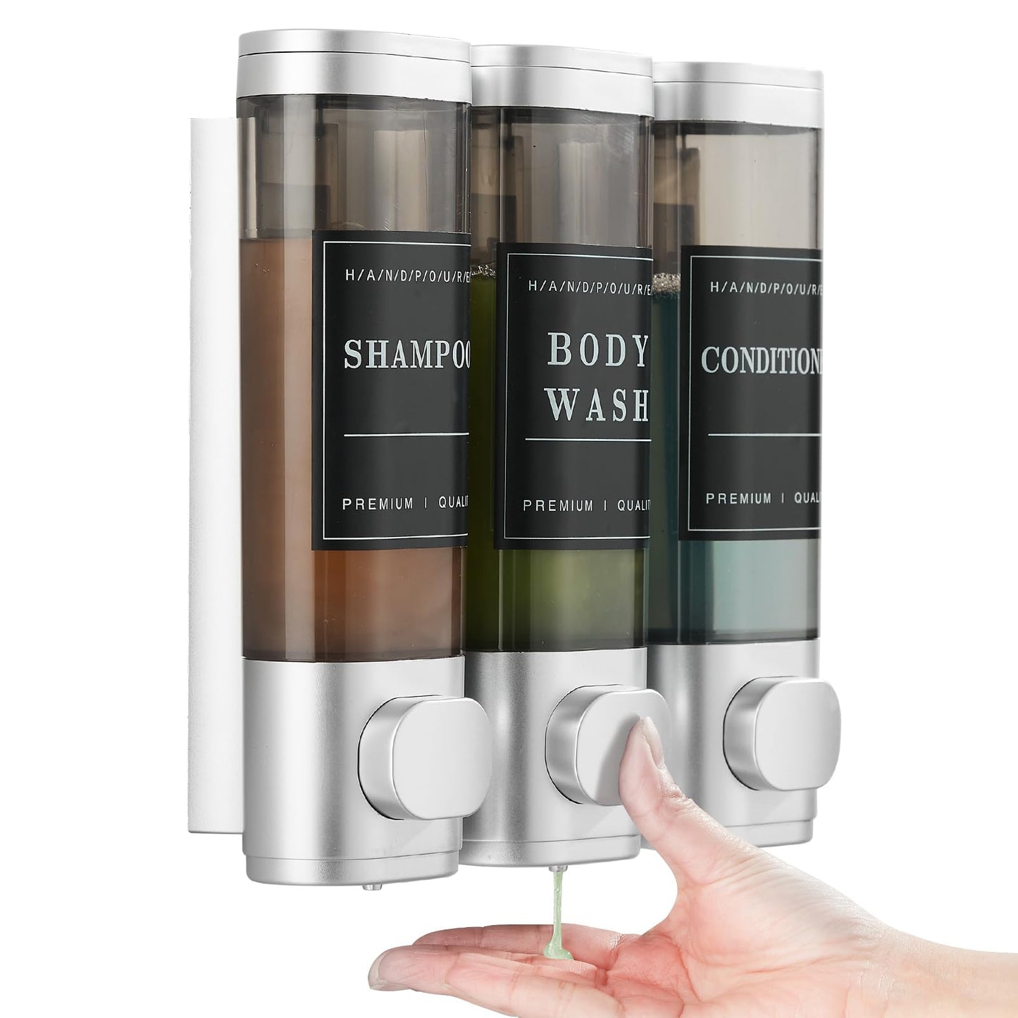 Shampoo & Conditioner Dispenser, Shower Dispenser 3 Rooms No Drilling, Wall Mounted Shampoo Dispenser for Shower, Wall Mounted, Shower Dispenser for