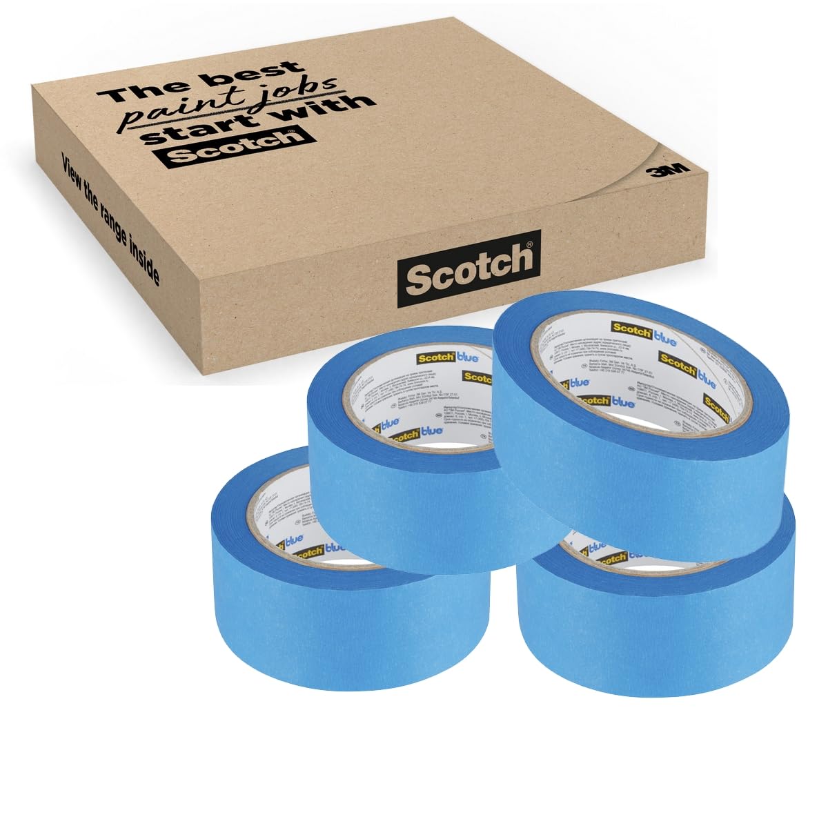 ScotchBlue Multi-Surface Premium Masking Tape, 48 mm x 41 m, 4 Rolls/Case - Scotch Adhesive Blue Painters Tape, For Painting and Decorating, Indoor &