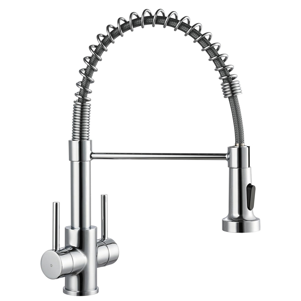 Peppermint Kitchen Taps with Pull Out Spray Dual Lever Kitchen Tap Chrome Sink Mixer Tap Spring Pull Down Faucet with Dual Function Sprayer Brass 360?