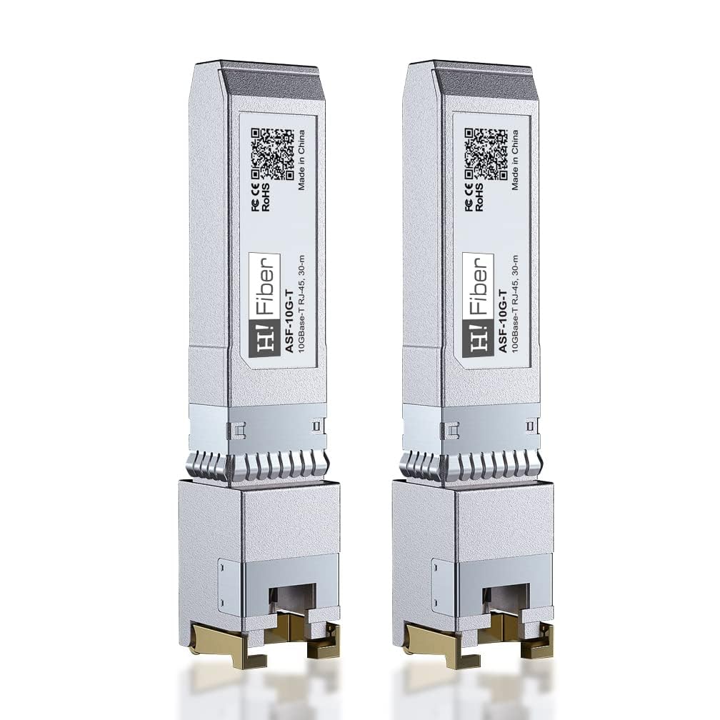 H!Fiber.com for HPE 1.25/2.5/5/10GBASE-T SFP+ Transceiver, SFP+ to RJ45, 10G Copper SFP+ to Ethernet Module, 2 pack