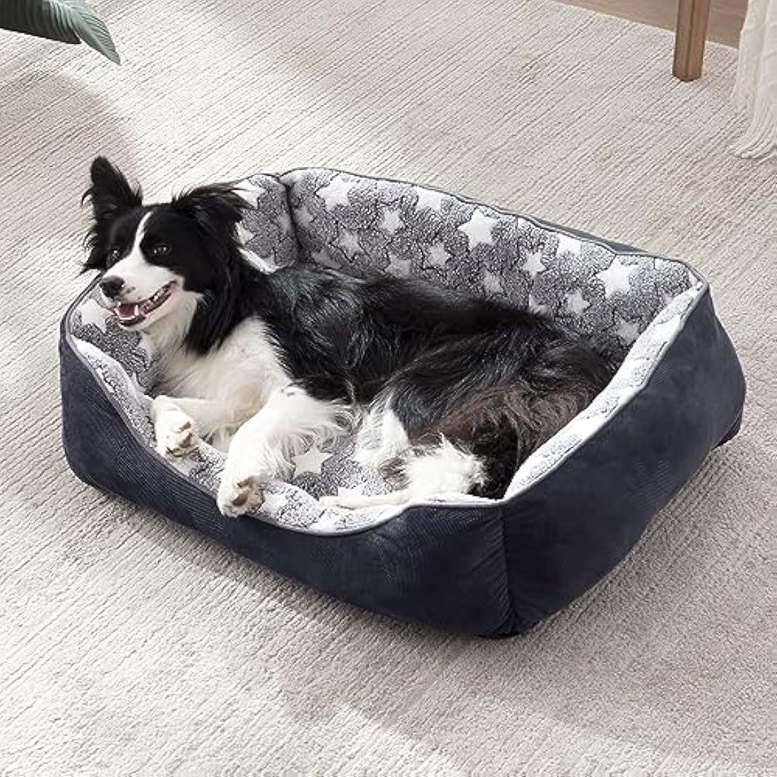 MIXJOY Extra Large Dog Bed(107x76cm), Super Soft Cosy Rectangle Dog Beds, Grey Washable Pet Bed, Good for Golden Retriever, Labrador,German Shepherd,Samoye,Rottweiler