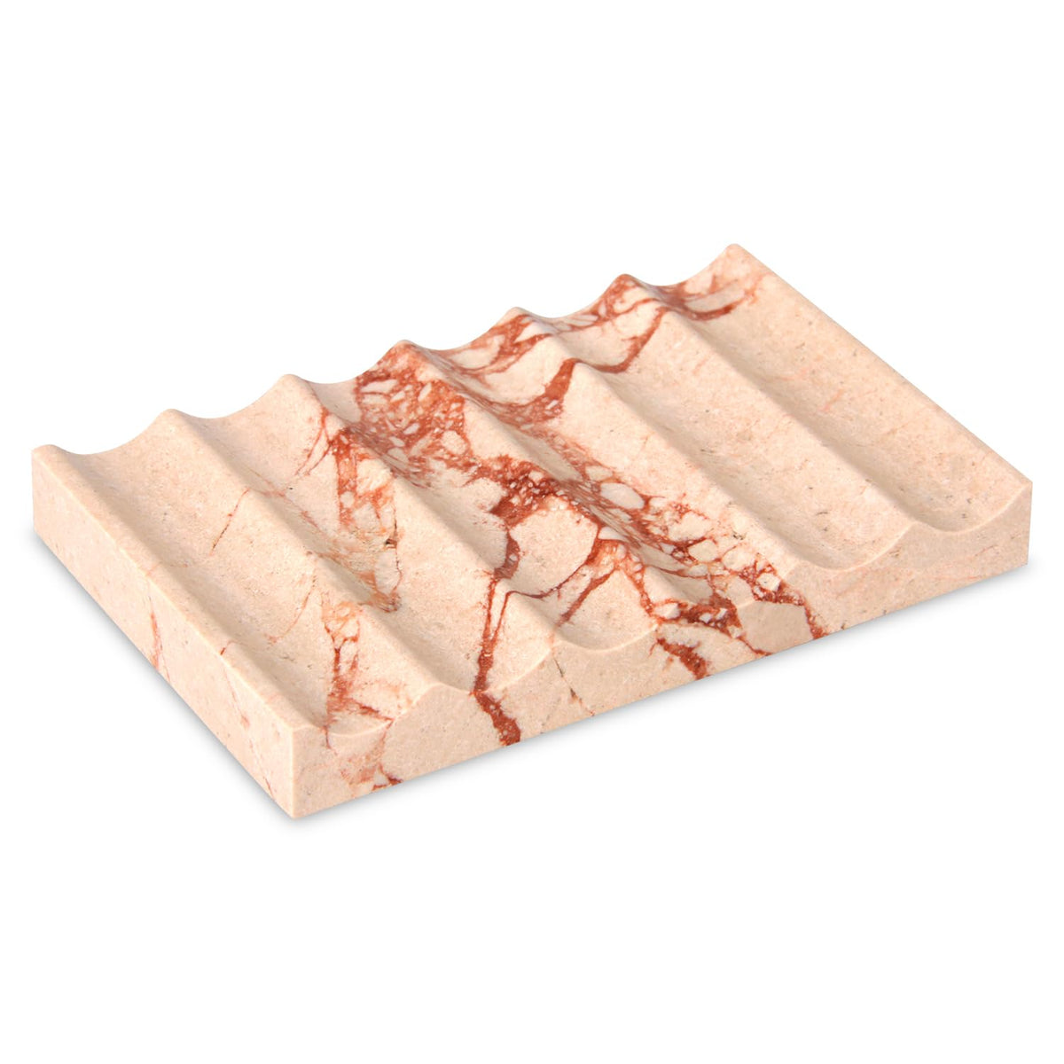 Luxury Marble Soap Dish Tray,Rectangle Stone Marble Soap Tray,Self Draining Soap Holder for Bathroom, Kitchen (Pink)