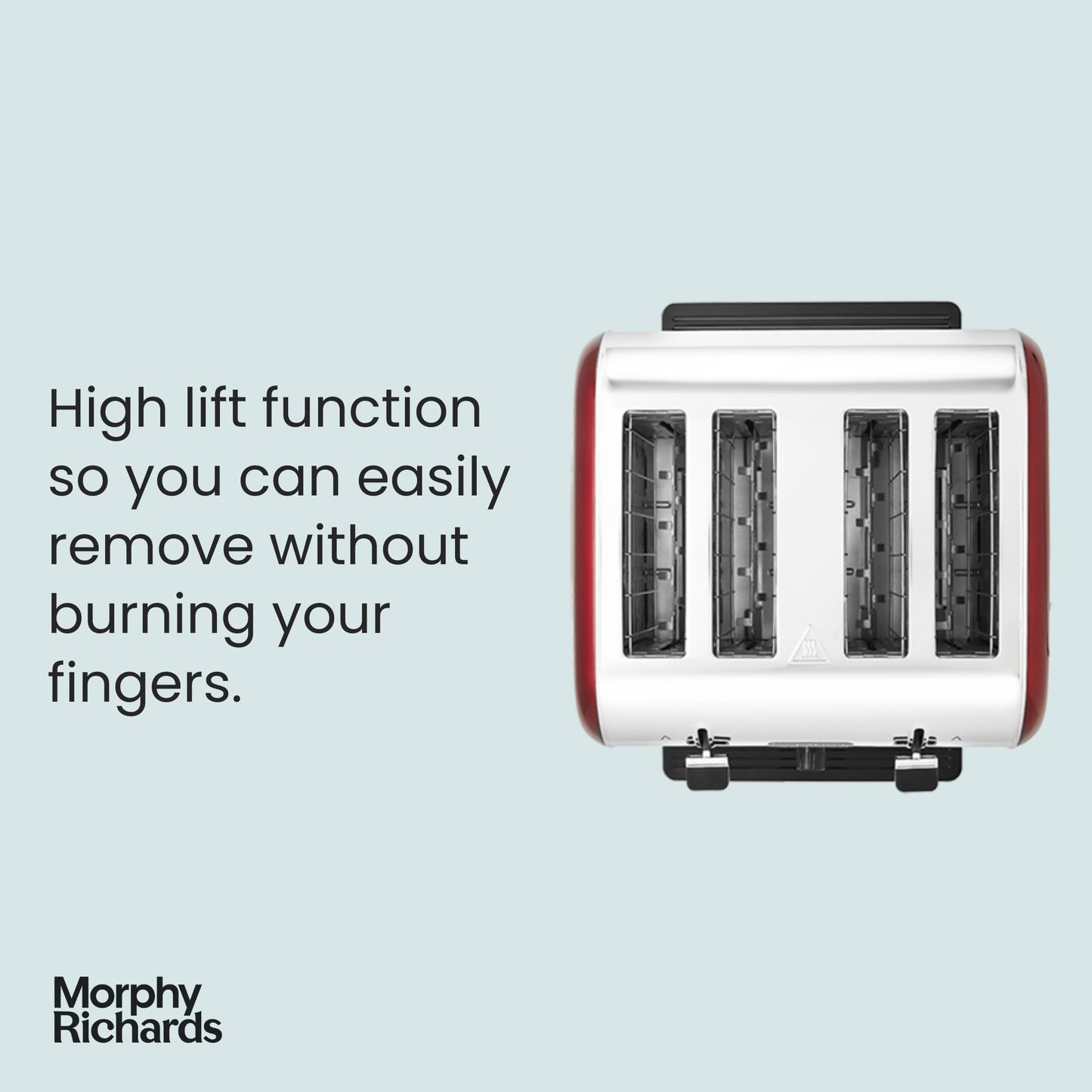 Morphy Richards Venture Red 4 Slice Toaster - Defrost Setting - High Lift Feature - 240133